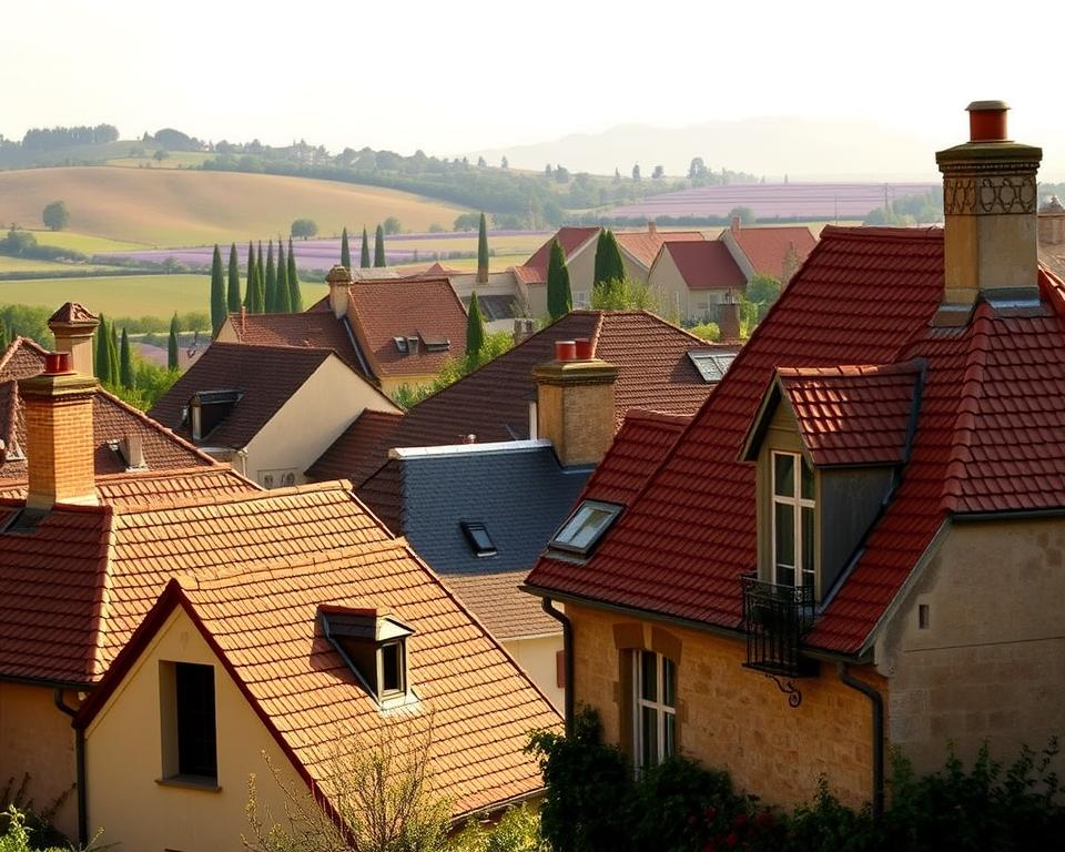 steep hipped roofs French provincial style